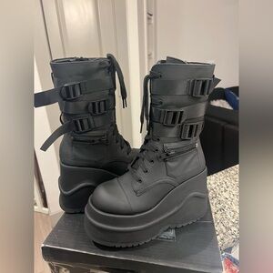 Dolls Kill Black Buckle Combat Boots